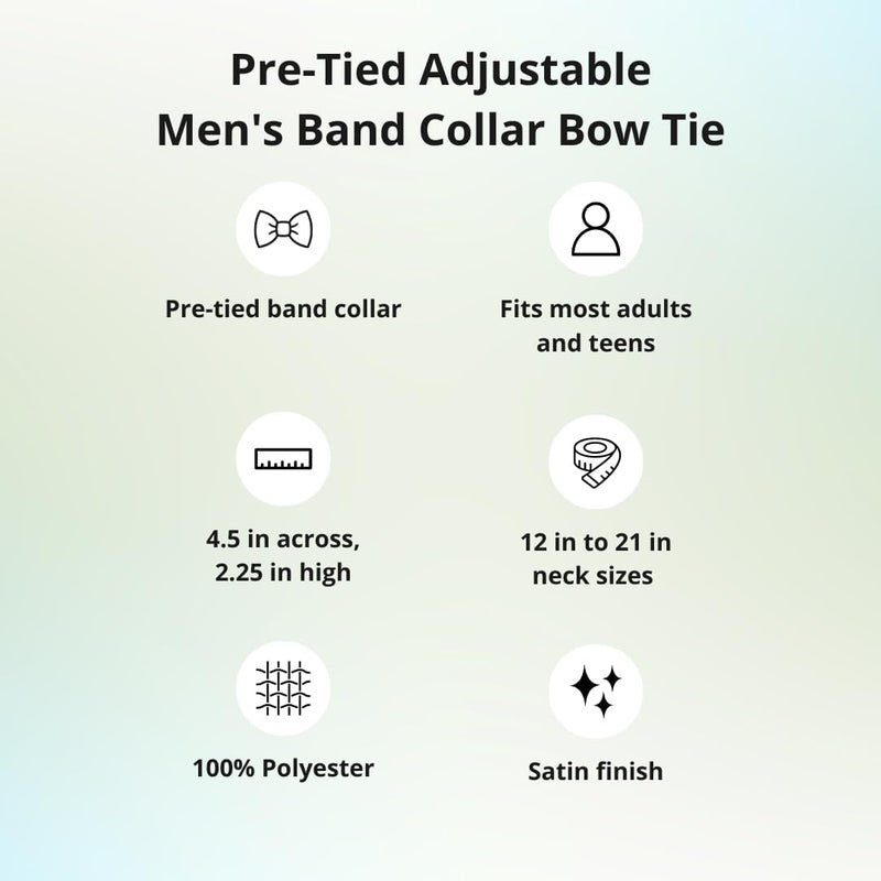 tiemart Pre-Tied Adjustable Men's Band Collar Bow Tie - Image 5
